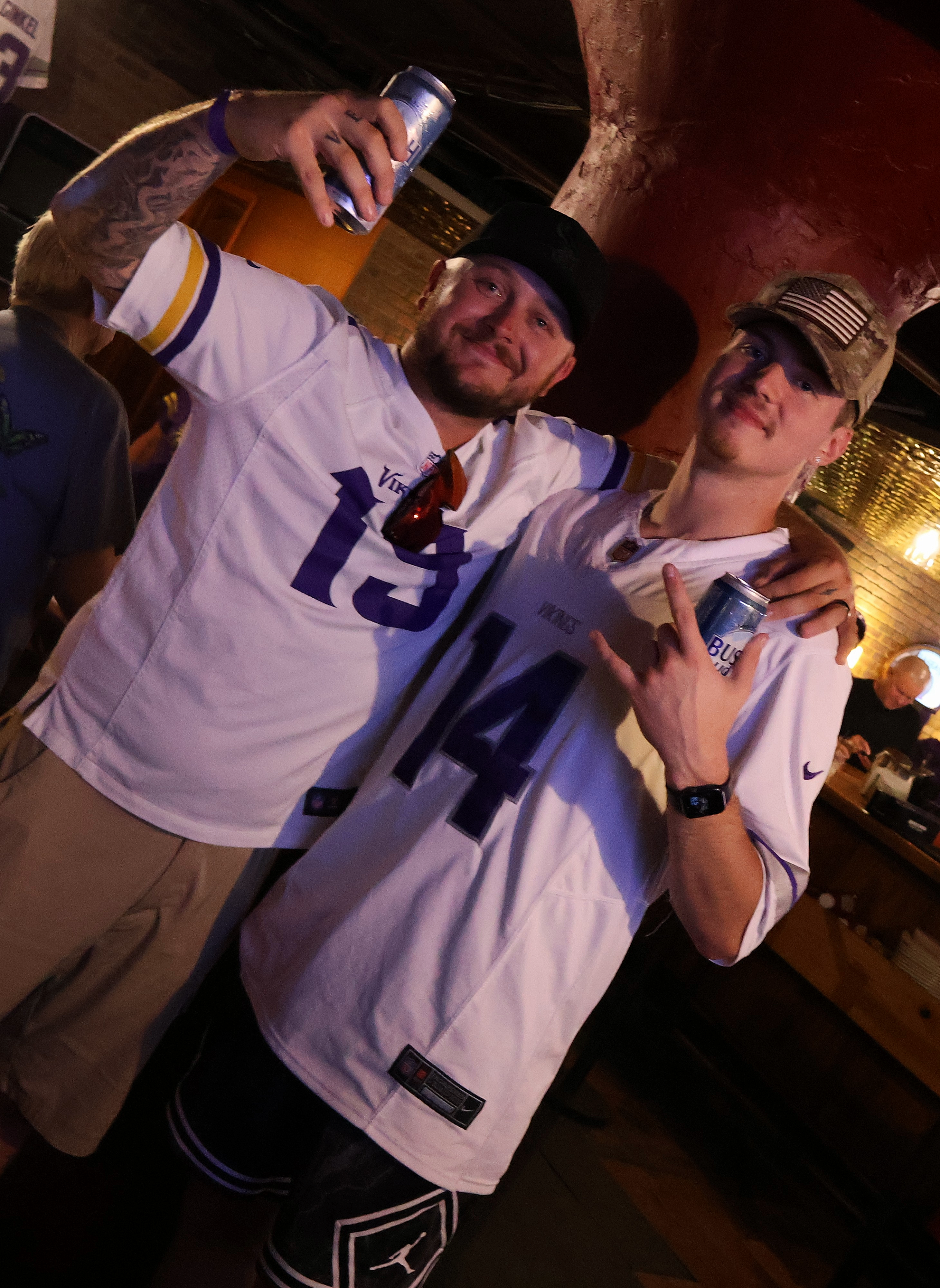 Vikings fans with beers